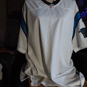 Men's XL Nike Carolina Panthers jersey in white and blue colors.